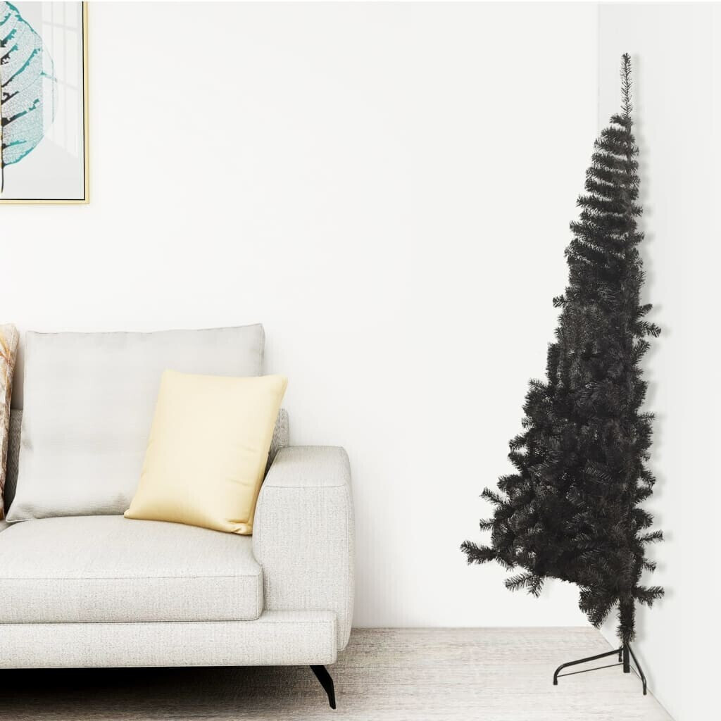 vidaXL Demi sapin de Noël artificiel PVC avec support noir 120 cm