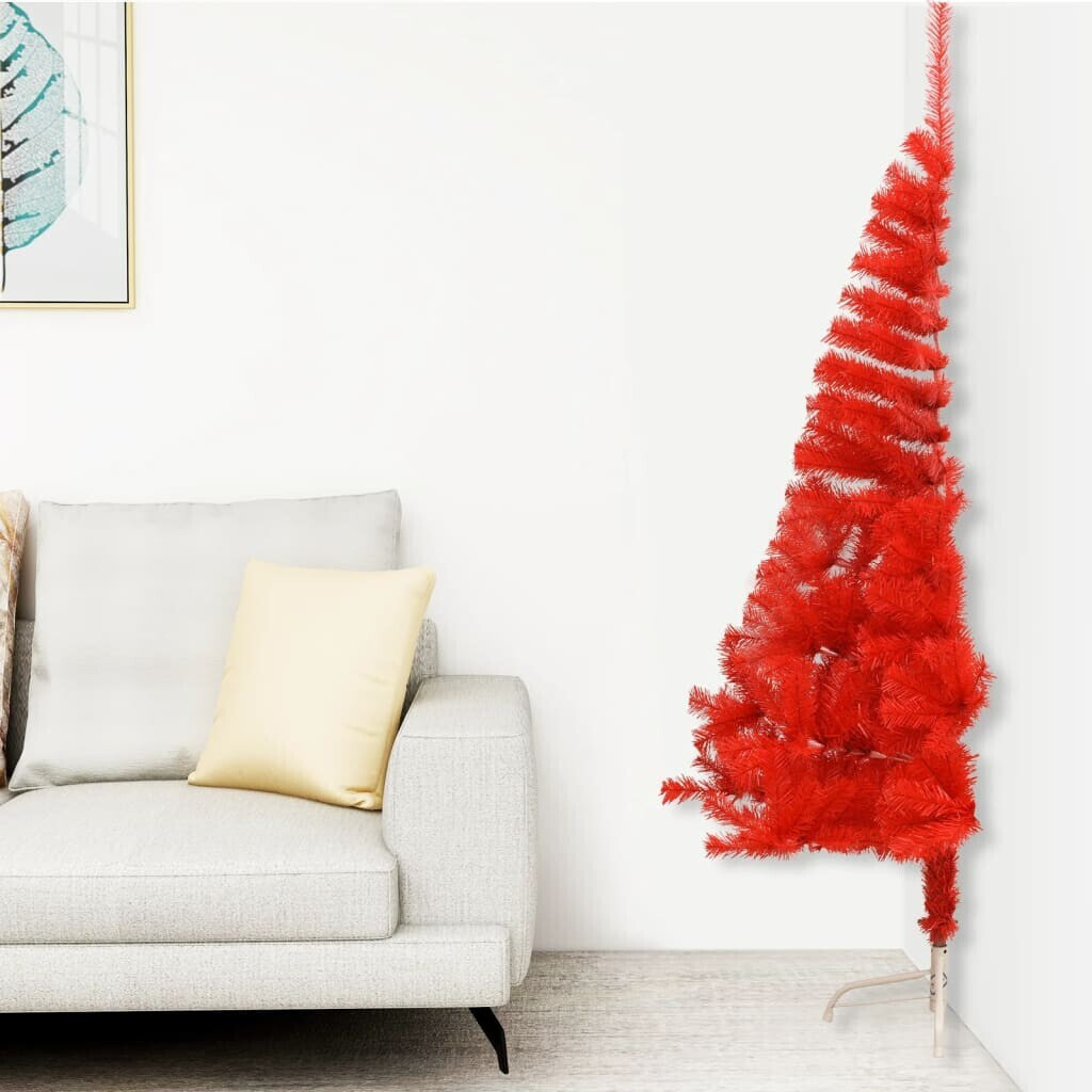 vidaXL Demi sapin de Noël artificiel PVC avec support rouge au meilleur