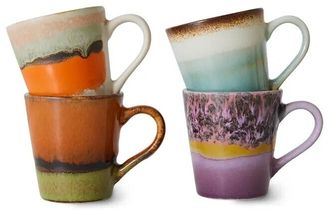 HKliving 70's Ceramic Espresso Tasse - 4er Set - retro - 4er-Set: 80 ml - 5,8x8x6,2 cm ab 24,95 € (Oktober 2026)