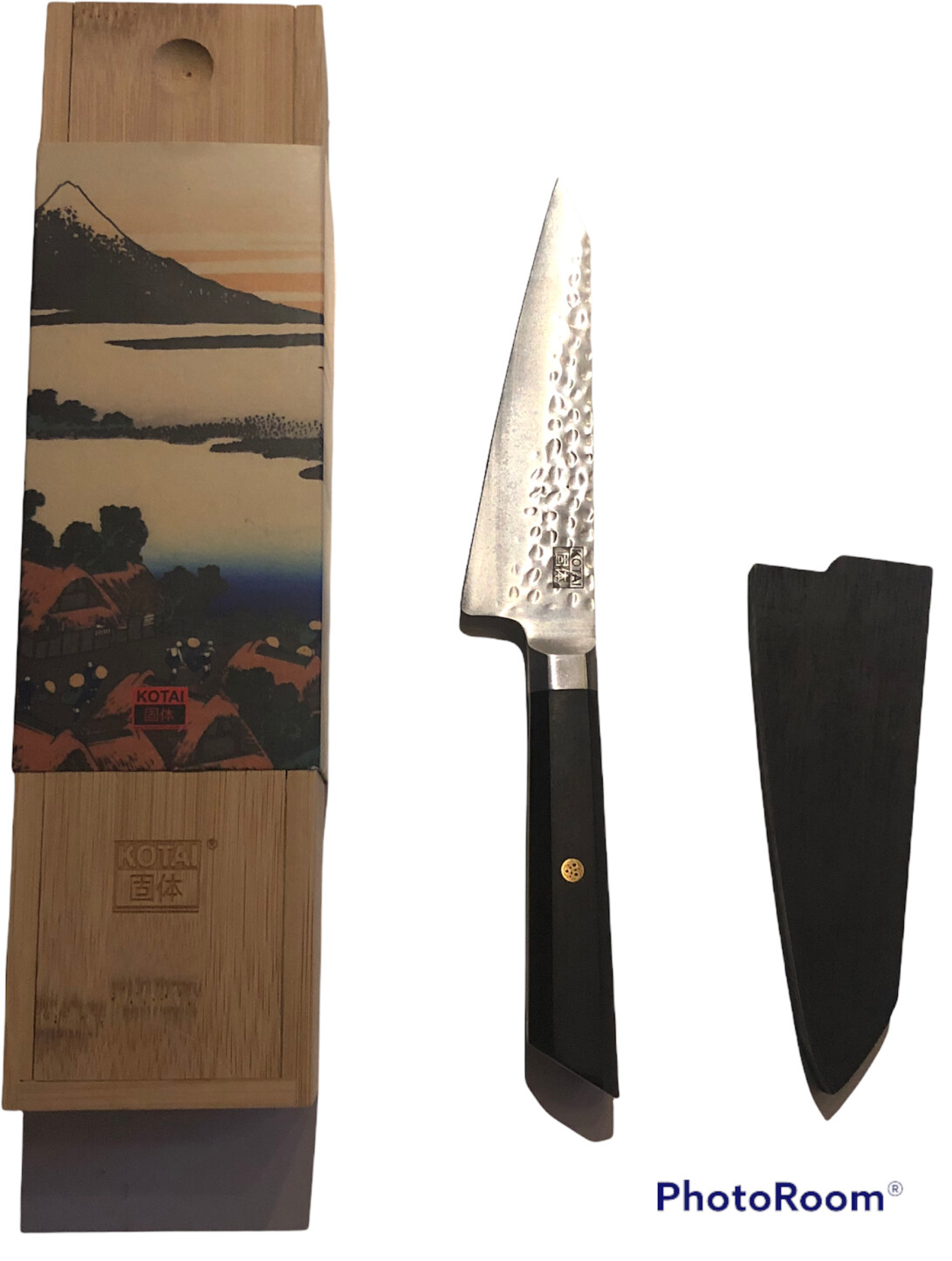 KOTAI | Couteau d'Office | Couteau à Fruits | Lame de 9 cm | Martelé et  Aiguisé à la Main | Manche en Pakkawood | Acier Inoxydable Japonais 440C
