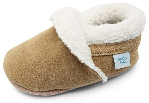 Dotty Fish Slippers for babies and toddlers Light Brown