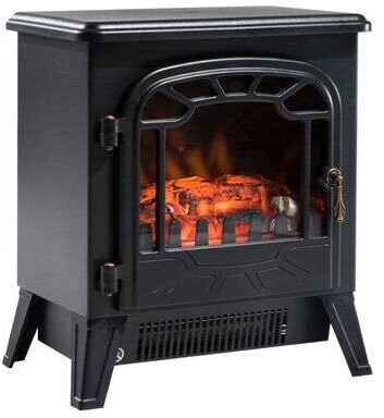 HomCom Cheminée electrique radiateur imitation flamme noir