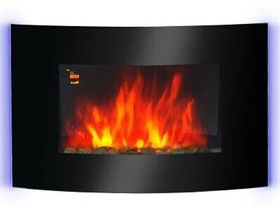 HomCom Cheminée électrique LED murale noire (70031971)