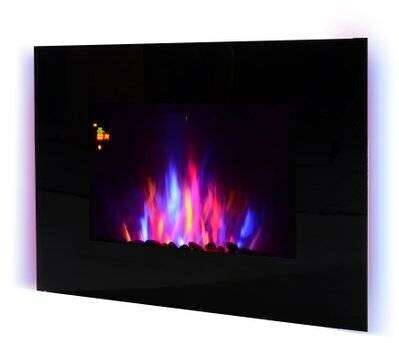 HomCom Cheminée électrique murale LED + télécommande noir