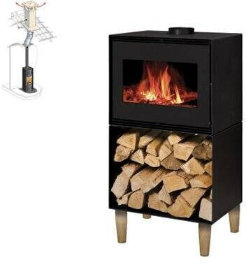 Interstoves ANDREA 10 KW bûches 50cm + Kit Conduit 150 noir