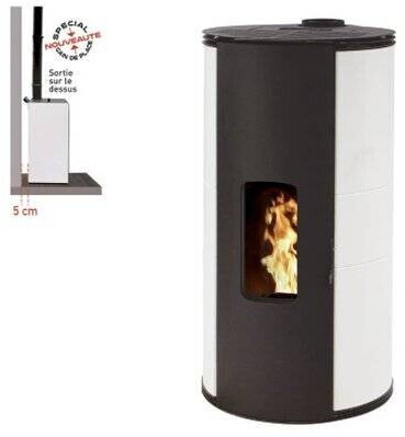 Interstoves GIULIA 9 Etanche sortie sur le dessus + Conduit Vertical 80/125 blanc