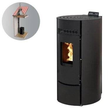 Interstoves LEANDRO 9 Etanche + Kit Conduit Vertical 80/125 noir