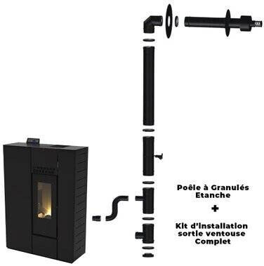 Sannover Slim Astral 12 KW étanche + Kit d'installation complet noir
