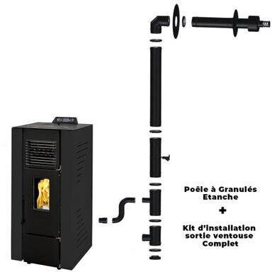 Sannover Anita 13 KW étanche + Kit d'installation complet noir