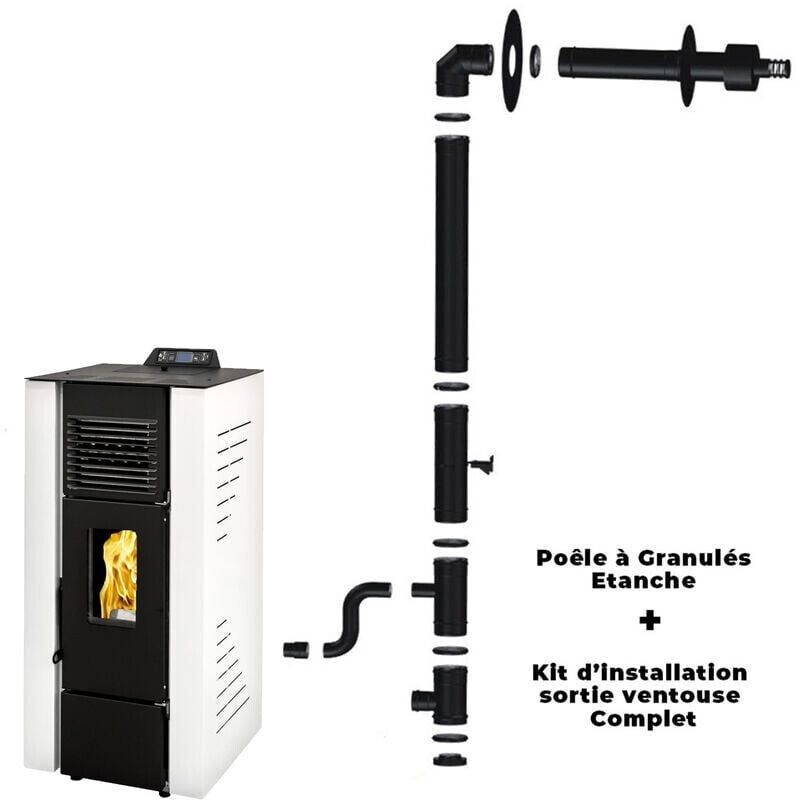 Sannover Anita 9 KW étanche + Kit d'installation complet blanc