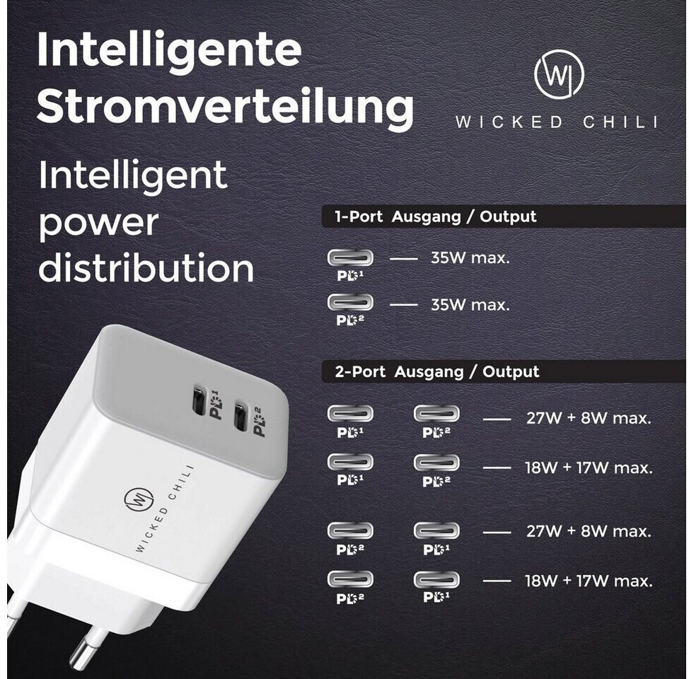 Wicked Chili Dual USB-C GaN Ladegerät 35W Weiß ab 15,99 €