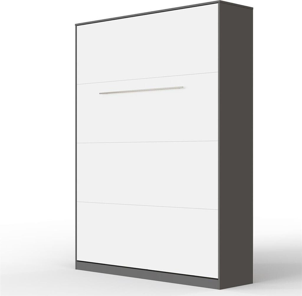 Lit Escamotable Mural 120x200 Cm - Blanc Brillant, Ressorts à Gaz - Armoire Pliable Avec étagère, Charge 300 Kg