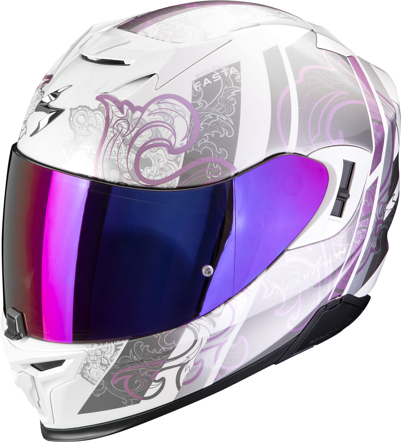 Photos - Motorcycle Helmet Scorpion Exo-520 Evo Air Fasta white/silver/purple 
