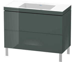 Duravit L-Cube Möbelwaschtisch c-bonded mit Unterbau bodenstehend LC6938N 1000 x 480 mm 2 Schubkästen Dolomiti Grey Hochglanz Lack (LC6938N3838)