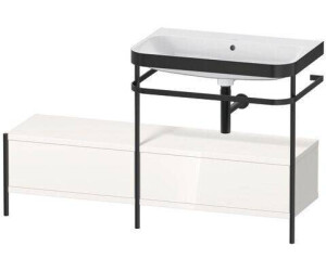 Duravit Happy D.2 Plus Möbelwaschtisch c-bonded mit Metallkonsole bodenstehend 1400 x 490 mm weiß Hochglanz (HP4757N22220D00) Waschbecken mit Unterschrank