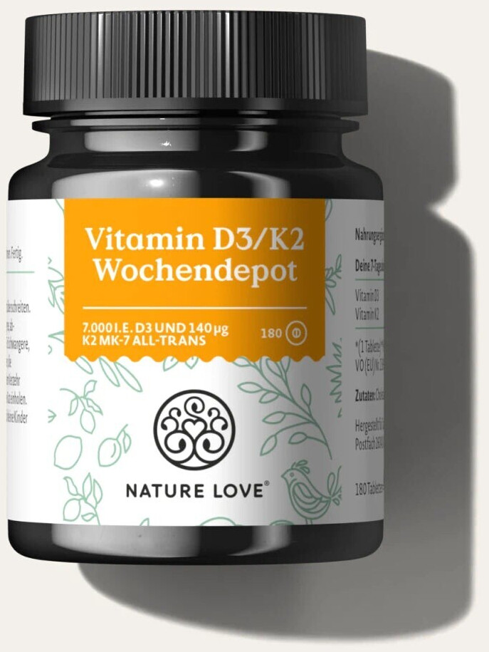 Nature Love Vitamin D3/K2 Wochendepot Tabletten (180 Stk.) ab 19,99 € Preisvergleich bei idealo.de