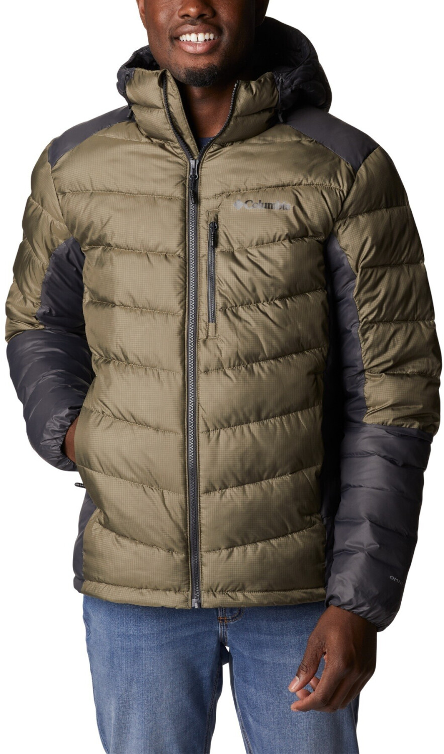 Columbia Labyrinth Loop Hooded Down Jacket stone green/shark