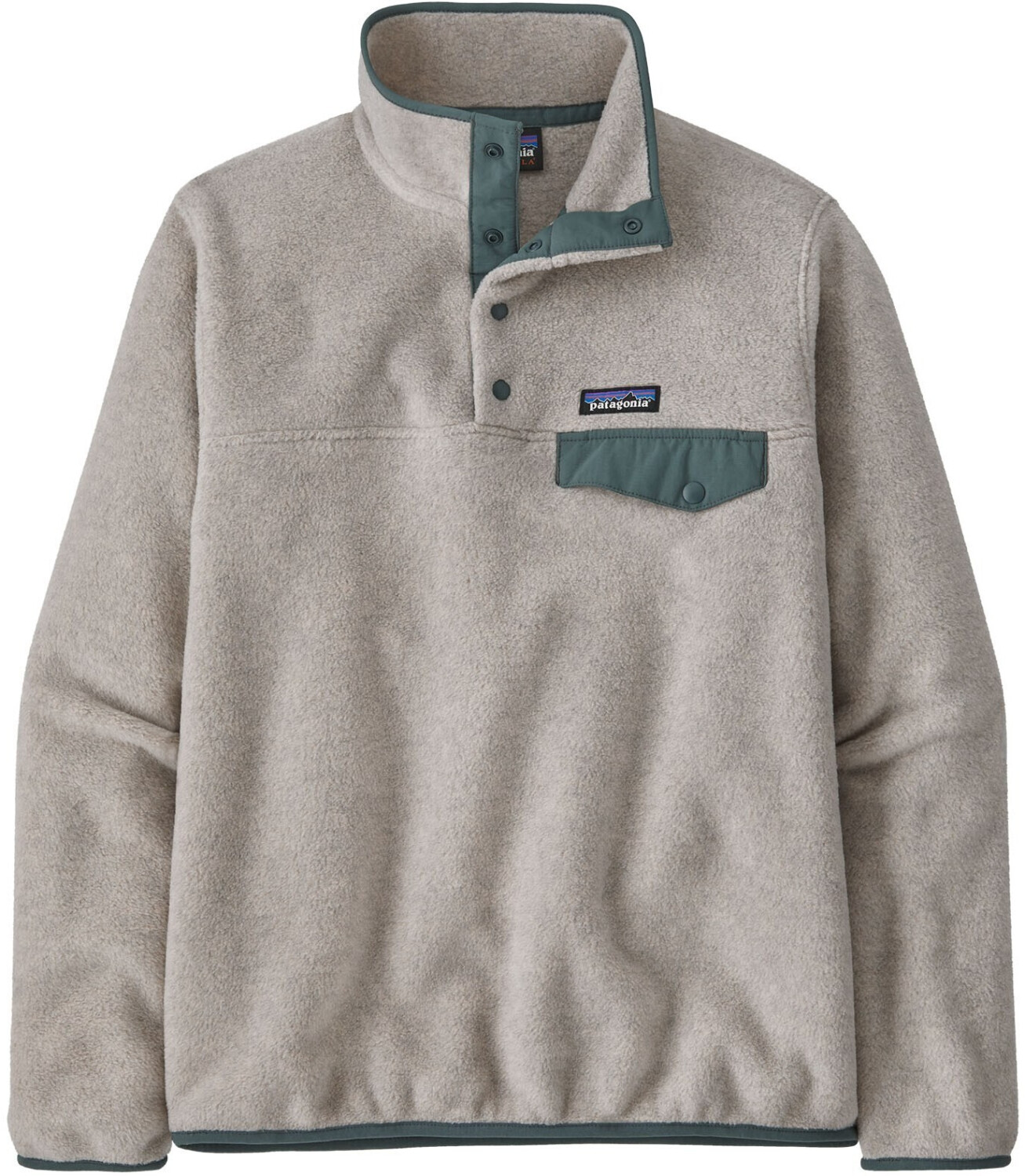Image of Patagonia Women's Lightweight Synchilla Snap-T Fleece Pullover (25455) oatmeal heather w/nouveau green