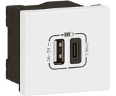 Prise de courant + chargeur 2 USB avec plaque Céliane +boite à