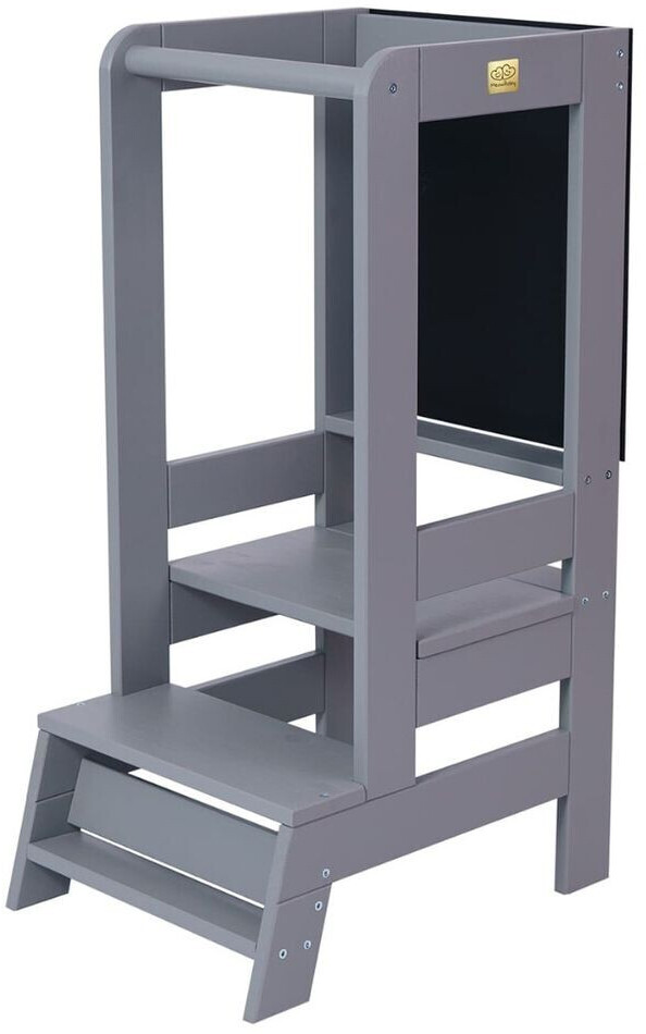 MeowBaby Learning tower with a blackboard for children dark gray