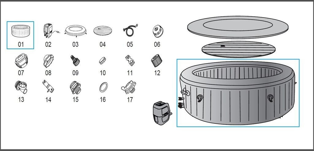 Replacement Parts For Lay-Z-Spa Palm Springs Airjet Hot Tub - BW60017 Model - View #2