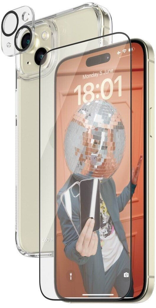 PanzerGlass 3-in-1 Pack (1 Piece, iPhone 15 Plus), Smartphone Screen Protector