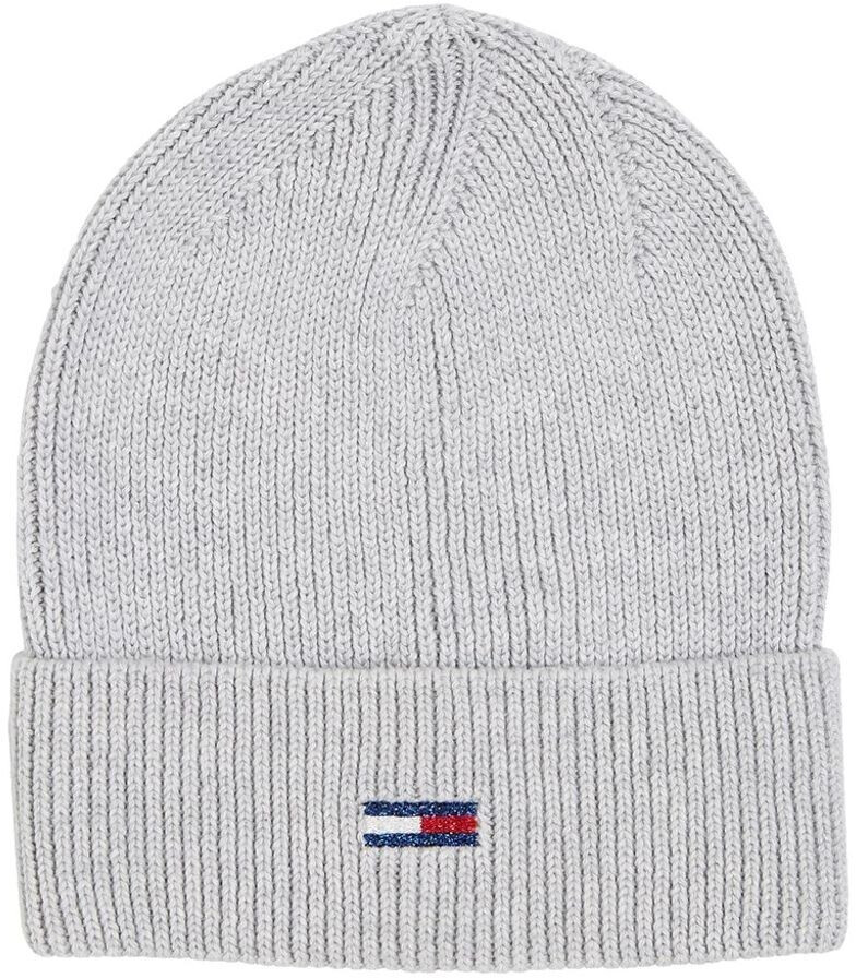 Tommy Hilfiger Rib-Knit Flag Beanie (AW0AW15474) silver grey