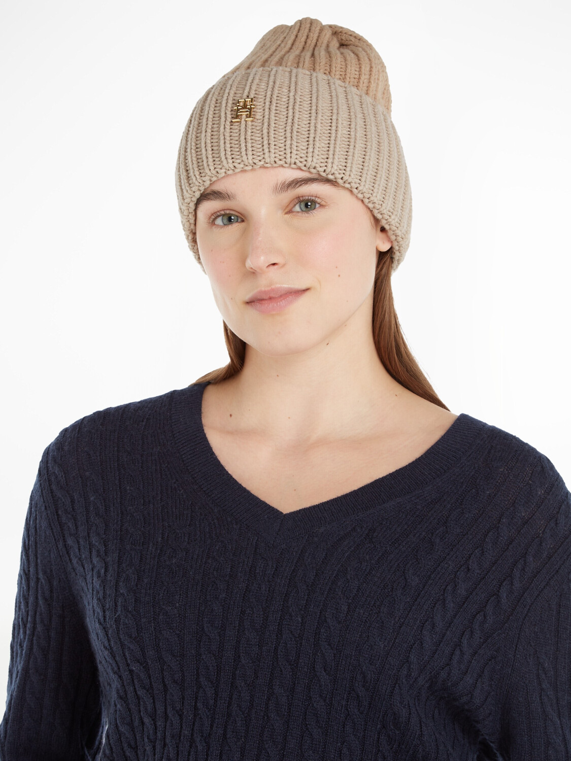 Tommy Hilfiger Chic Rippstrick-Beanie mit Monogramm-Emblem 