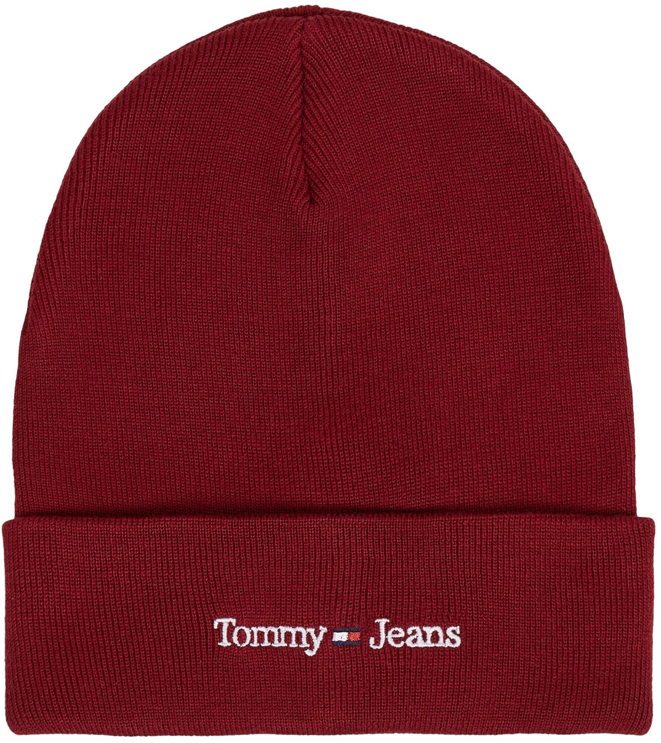 Tommy Hilfiger Logo Rib-Knit Beanie (AW0AW15473) deep rouge