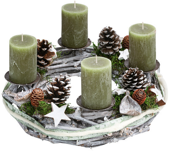 Dehner Adventskranz Ø40cm grün/weiß ab 34,99 € Preisvergleich bei