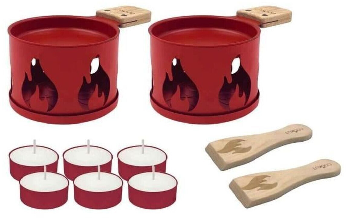Cookut Coffret raclette pour 2 rouge décor cheminée