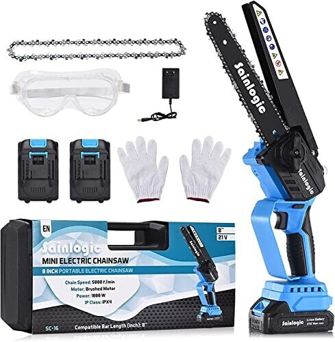 Blaue Mini-Kettensäge 8 Zoll – Handlich, Leistungsstark, Für Garten, Holz & DIY