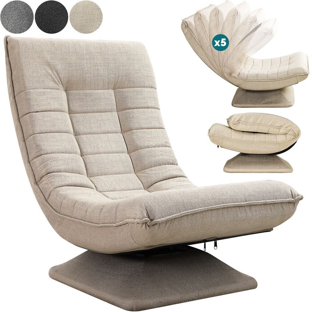Casaria Aberdeen floor chair 360° rotatable 60x105x87cm cream