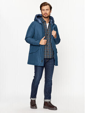 Woolrich Polar Parka in Ramar Cloth with High Collar (CFWOOU0487MRUT0001) blue lobster