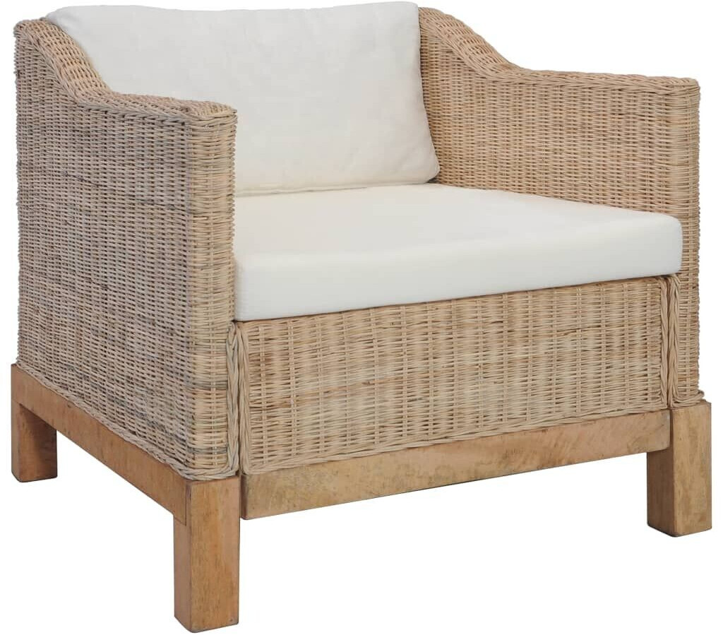 vidaXL Rattan armchair with cushions 72x78x74 cm natural