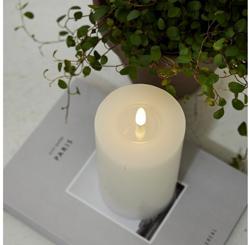 H15cm Flamme LED Trading Kerze bei 9,49 Lina Preisvergleich 3D ab weiß Echtwachs | € Star