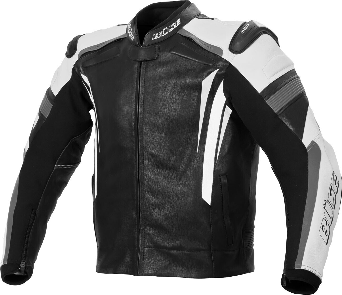 Büse Track Leatherjacket black/white