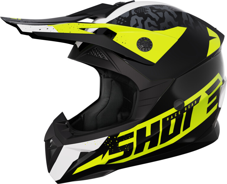 Photos - Motorcycle Helmet SHOT Pulse Airfit black/white/neon yellow glossy 