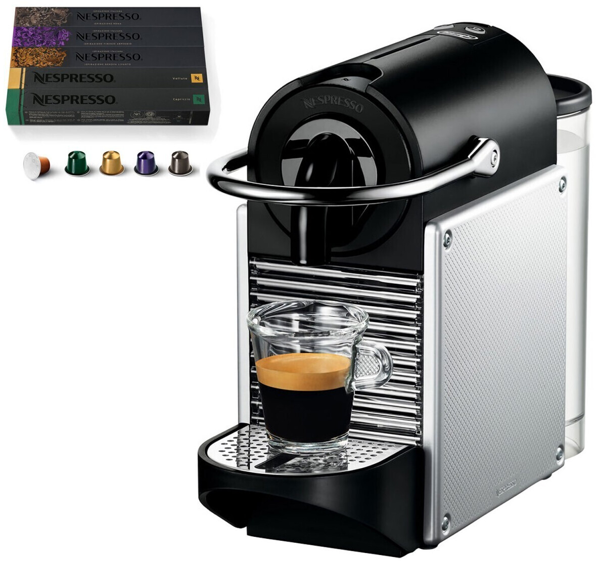 Nespresso EN124S Pixie Espresso Machine with Aeroccino 3 by De