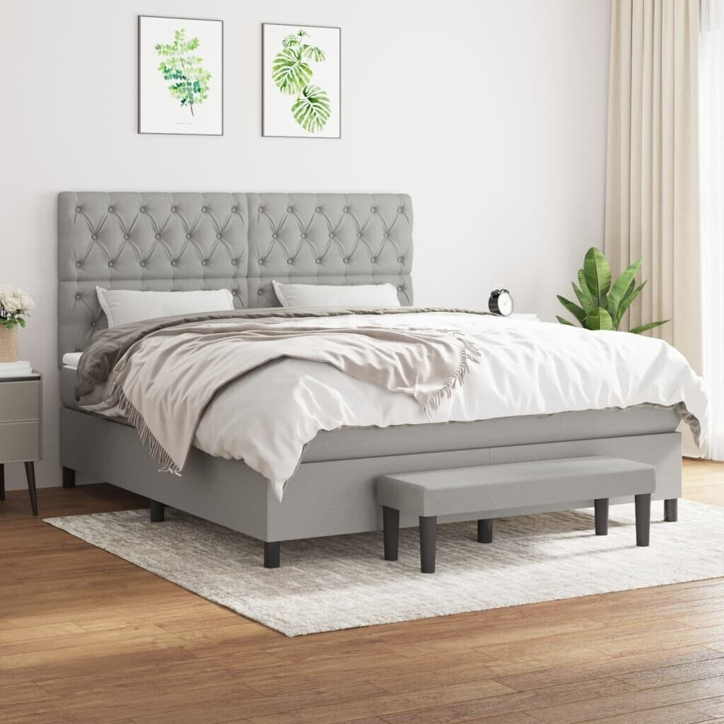 vidaXL Divan Bed with Mattress Fabric with Bank 160x200cm (3136845)