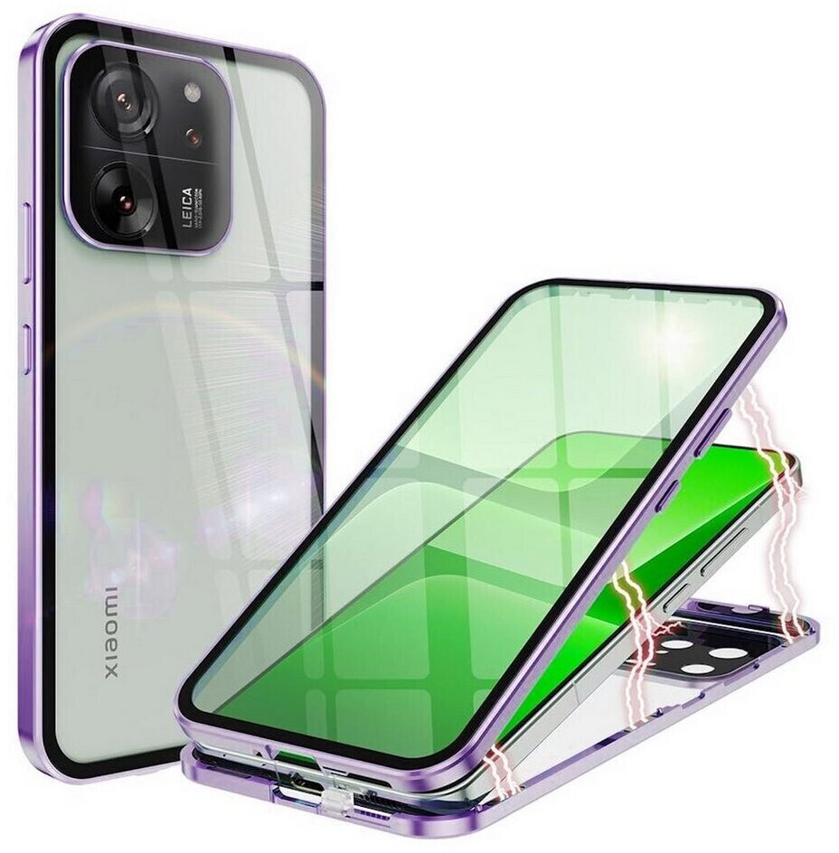Für Samsung Galaxy S24 Plus Beidseitiger 360 Grad Magnet Glas Hülle Handy  Tasche Bumper Grün