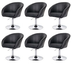 Mendler Set of 6 dining chairs HWC-F19 faux leather black