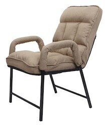 Mendler Dining room chair HWC-K40 backrest adjustable metal fabric/textile light brown