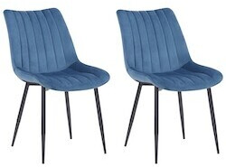 CLP Set of 2 chairs Rahden velvet blue