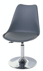 Mendler Swivel chair Malmö T501 height adjustable faux leather dark gray chrome base