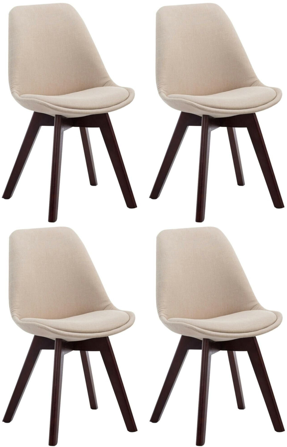CLP Set of 4 visitor chairs Borneo V2 walnut fabric cream