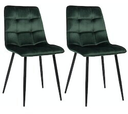 CLP Set of 2 Dining Chairs Tilde Velvet Green