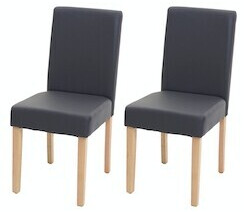 Mendler Set of 2 dining room chairs Littau faux leather gray matt light