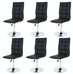 Mendler Set of 6 dining chairs HWC-C41 height-adjustable rotatable faux leather black