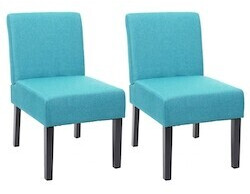 Mendler Set of 2 dining room chairs HWC-F61 chair lounge chair fabric/textile petrol